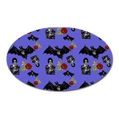 Goth Bat Floral Oval Magnet by snowwhitegirl