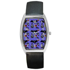 Goth Bat Floral Barrel Style Metal Watch by snowwhitegirl