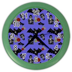 Goth Bat Floral Color Wall Clock by snowwhitegirl