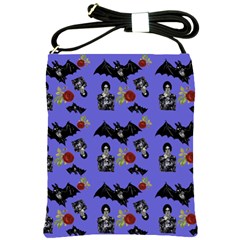 Goth Bat Floral Shoulder Sling Bag by snowwhitegirl