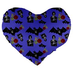 Goth Bat Floral Large 19  Premium Heart Shape Cushions by snowwhitegirl