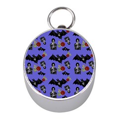 Goth Bat Floral Mini Silver Compasses