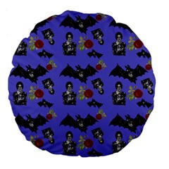 Goth Bat Floral Large 18  Premium Flano Round Cushions by snowwhitegirl