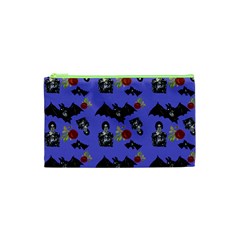 Goth Bat Floral Cosmetic Bag (xs) by snowwhitegirl