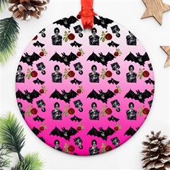 Pink Gradient Bat Pattern Ornament (round) by snowwhitegirl