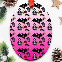 Pink Gradient Bat Pattern Ornament (oval) by snowwhitegirl