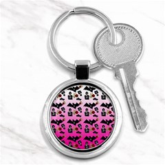 Pink Gradient Bat Pattern Key Chain (round) by snowwhitegirl