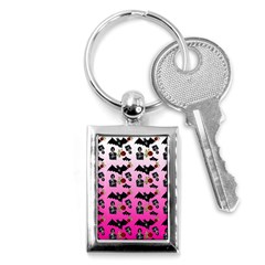 Pink Gradient Bat Pattern Key Chain (rectangle) by snowwhitegirl