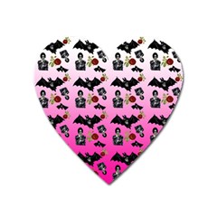 Pink Gradient Bat Pattern Heart Magnet by snowwhitegirl