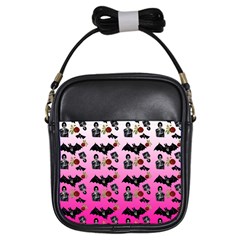 Pink Gradient Bat Pattern Girls Sling Bag by snowwhitegirl