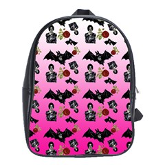 Pink Gradient Bat Pattern School Bag (xl) by snowwhitegirl