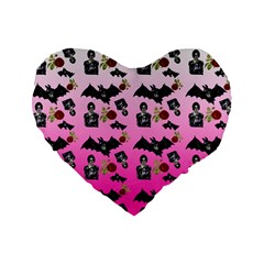 Pink Gradient Bat Pattern Standard 16  Premium Heart Shape Cushions by snowwhitegirl