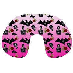 Pink Gradient Bat Pattern Travel Neck Pillow by snowwhitegirl