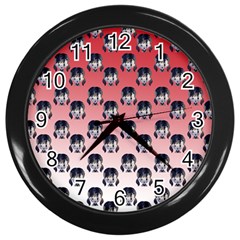 Forest Girl Gradient Red Wall Clock (black) by snowwhitegirl