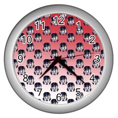 Forest Girl Gradient Red Wall Clock (silver) by snowwhitegirl