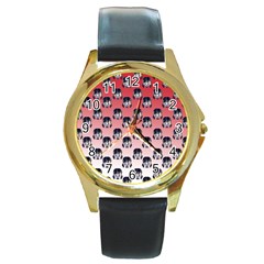 Forest Girl Gradient Red Round Gold Metal Watch by snowwhitegirl