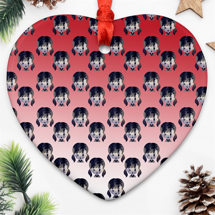 Forest Girl Gradient Red Heart Ornament (Two Sides)