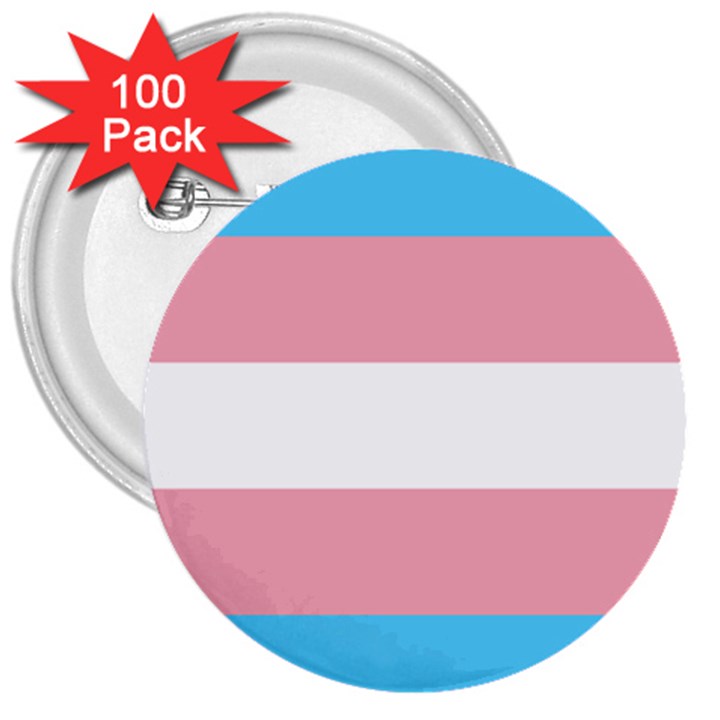 Transgender Pride Flag 3  Buttons (100 pack) 