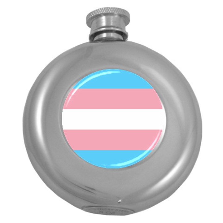 Transgender Pride Flag Round Hip Flask (5 oz)