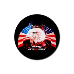 Happy 4th Of July Rubber Coaster (round)  by FantasyWorld7