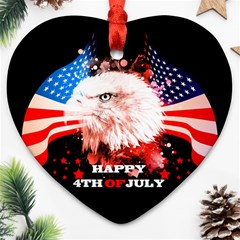 Happy 4th Of July Heart Ornament (two Sides) by FantasyWorld7