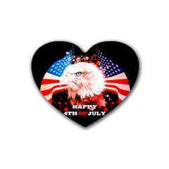 Happy 4th Of July Heart Coaster (4 Pack)  by FantasyWorld7