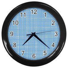 Light blue knitting pattern Wall Clock (Black)