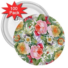 Flowers pattern 3  Buttons (100 pack) 