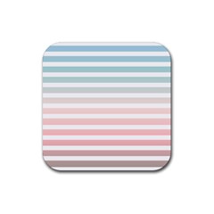 Horizontal Pinstripes In Soft Colors Rubber Coaster (square)  by shawlin