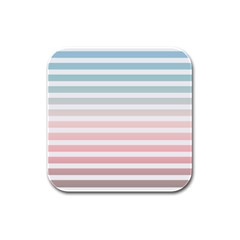 Horizontal Pinstripes In Soft Colors Rubber Square Coaster (4 Pack)  by shawlin