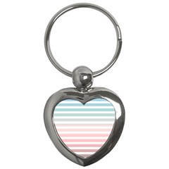 Horizontal Pinstripes In Soft Colors Key Chain (heart) by shawlin