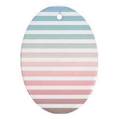 Horizontal Pinstripes In Soft Colors Oval Ornament (two Sides) by shawlin