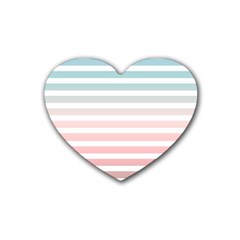 Horizontal Pinstripes In Soft Colors Rubber Coaster (heart)  by shawlin