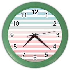 Horizontal Pinstripes In Soft Colors Color Wall Clock by shawlin