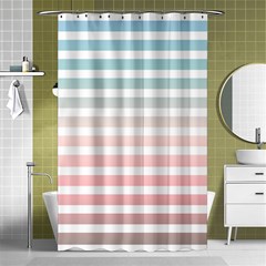 Horizontal Pinstripes In Soft Colors Shower Curtain 48  X 72  (small)  by shawlin