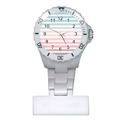 Horizontal Pinstripes In Soft Colors Plastic Nurses Watch by shawlin