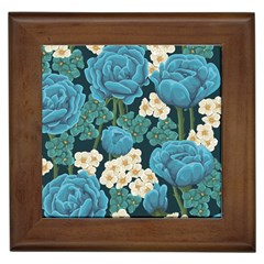 Blue flowers pattern Framed Tiles