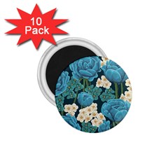 Blue flowers pattern 1.75  Magnets (10 pack) 