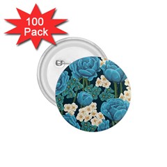 Blue flowers pattern 1.75  Buttons (100 pack) 