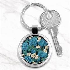 Blue flowers pattern Key Chain (Round)