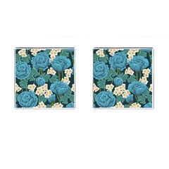 Blue flowers pattern Cufflinks (Square)