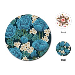 Blue flowers pattern Playing Cards Single Design (Round)