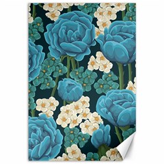 Blue flowers pattern Canvas 12  x 18 