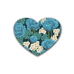 Blue flowers pattern Heart Coaster (4 pack) 