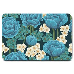 Blue flowers pattern Large Doormat 