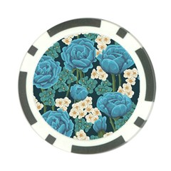 Blue flowers pattern Poker Chip Card Guard