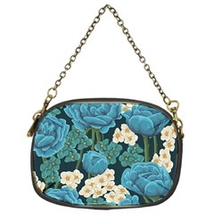 Blue flowers pattern Chain Purse (One Side)