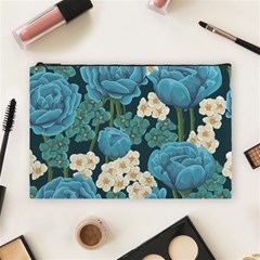 Blue flowers pattern Cosmetic Bag (Large)