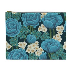 Blue flowers pattern Cosmetic Bag (XL)