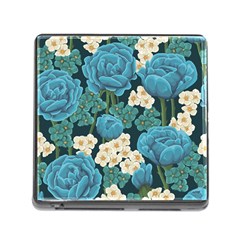 Blue flowers pattern Memory Card Reader (Square 5 Slot)